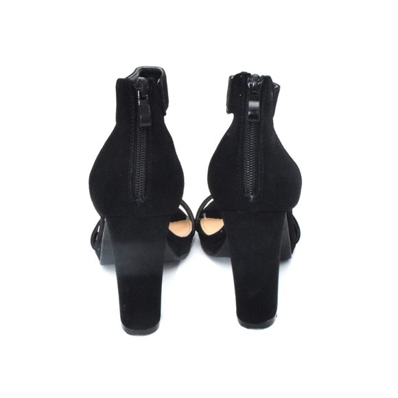 NWT Windsor Black Heeled Sandal Vegan Leather Black Chunky Heel - Picture 5 of 6